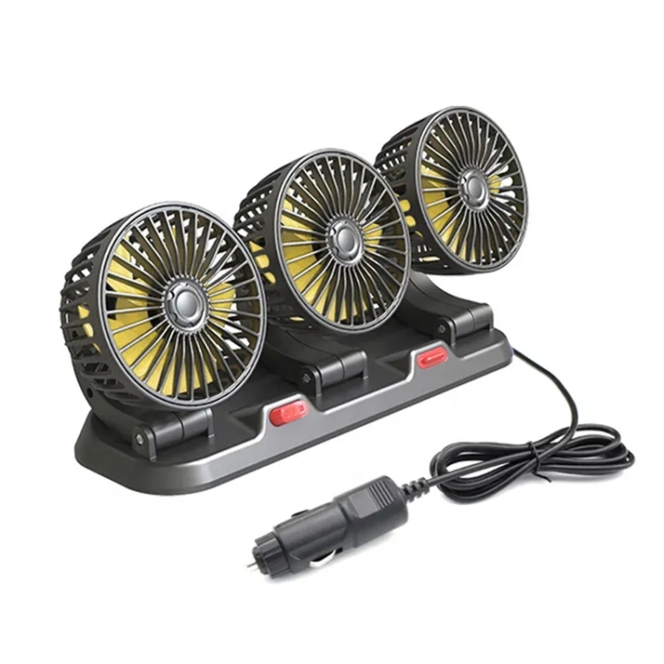 car fan cigarette lighter F4310 360-Degree Rotating Adjustable Car Three-Head Fan, Style:12V Cigarette  Lighter