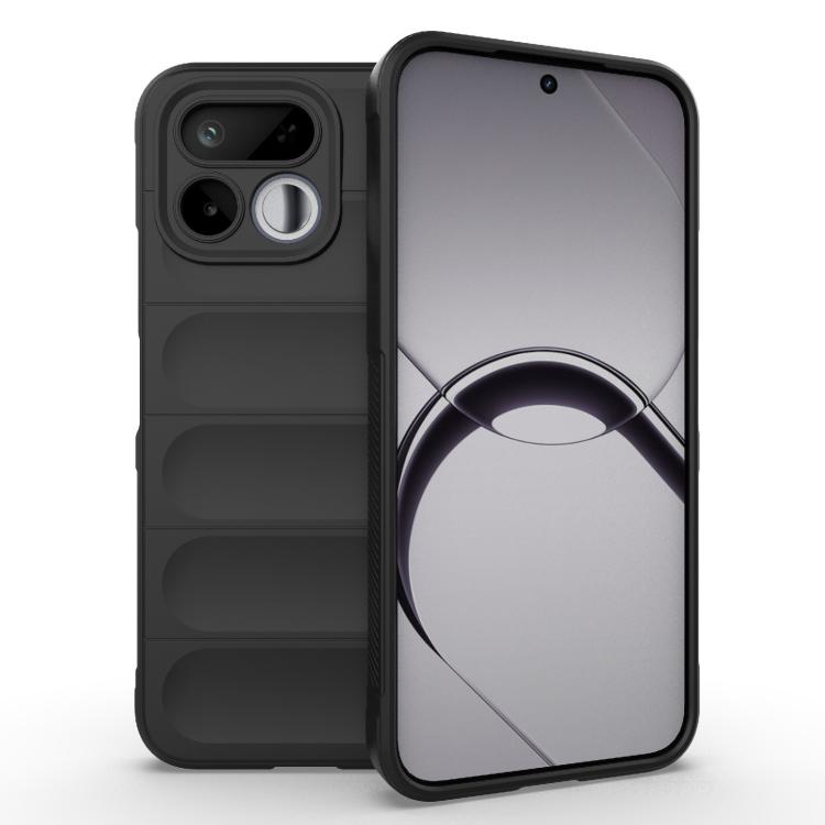 For Realme 16T 5G Global Magic Shield TPU + Flannel Phone Case(Black)