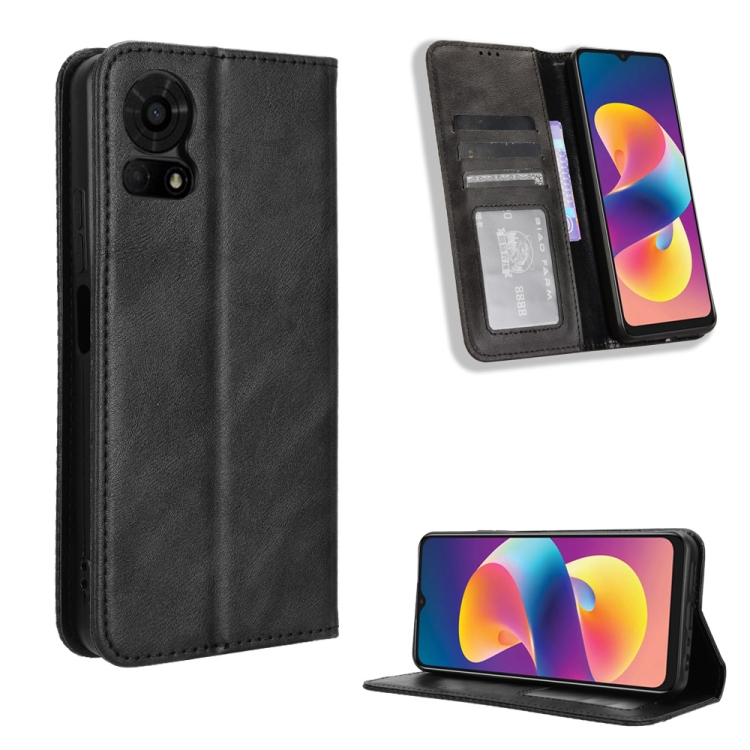 For TCL 50 LE Magnetic Buckle Retro Texture Leather Phone Case(Black) For TCL 50 LE Magnetic Buckle Retro Texture Leather Phone Case(Black)