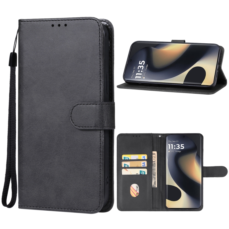 For Motorola Edge 2024 Leather Phone Case(Black) For Motorola Edge 2024 Leather Phone Case(Black)