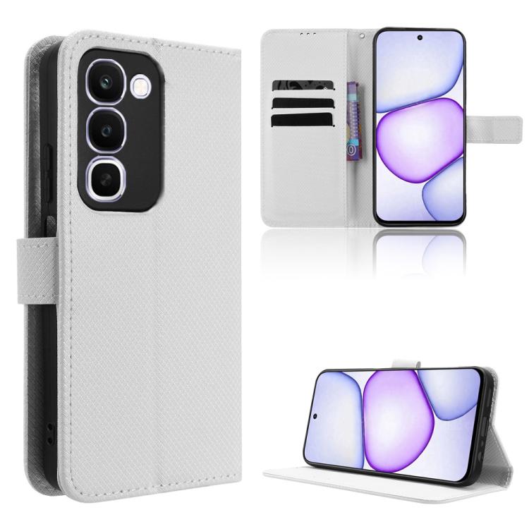 For Realme C100 4G Diamond Texture Leather Phone Case(White)