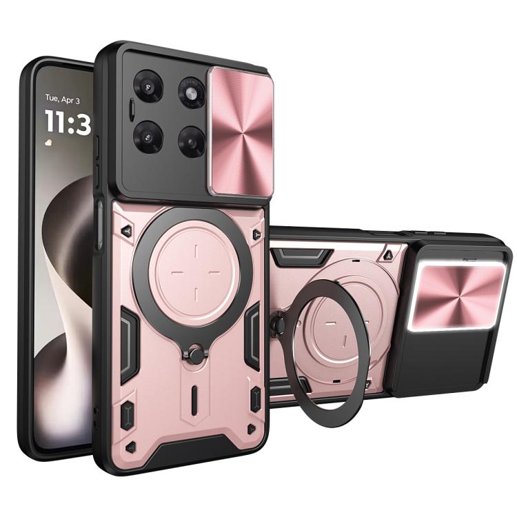 For Motorola Moto G37 / G37 Power CD Texture Sliding Camshield Magnetic Holder Phone Case(Pink)