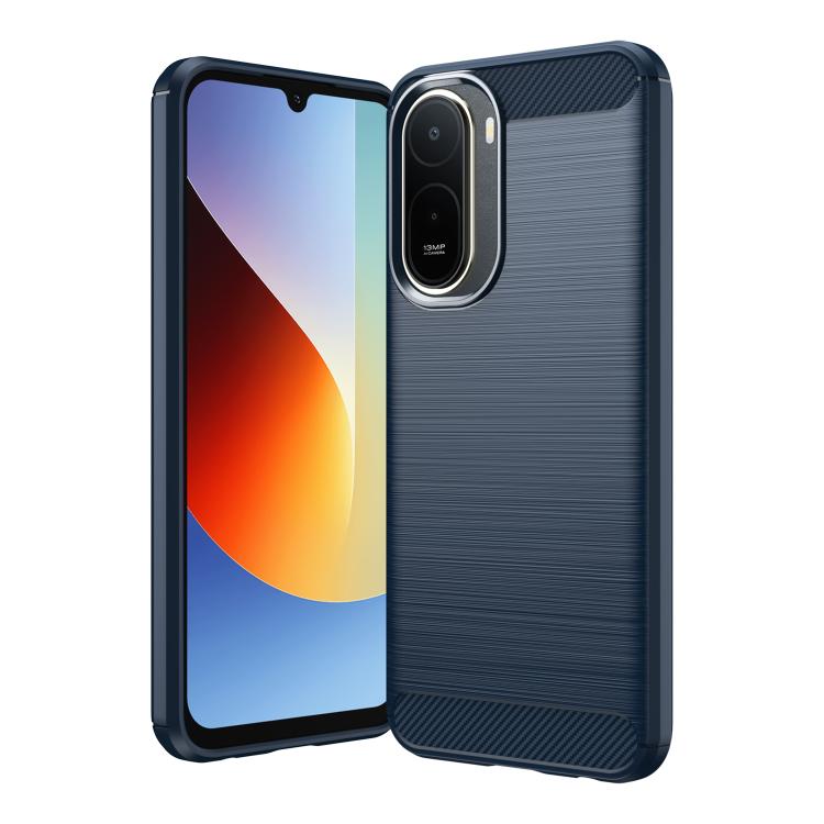 For Redmi A7 Pro 4G Carbon Fiber Brushed Texture TPU Phone Case(Blue)