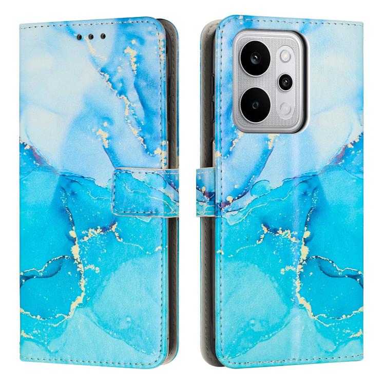 For Realme P4 Power 5G Painted Marble Pattern Leather Phone Case(Blue Green)