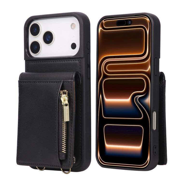 For iPhone 17 Pro Max Crossbody Lanyard Zipper Wallet Leather
