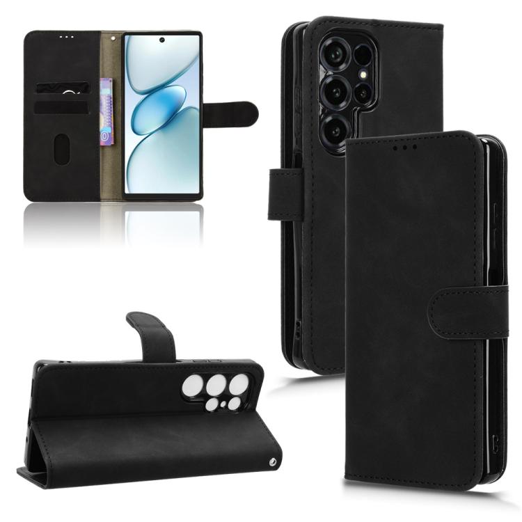 For Oukitel C66 Skin Feel Magnetic Flip Leather Phone Case(Black)