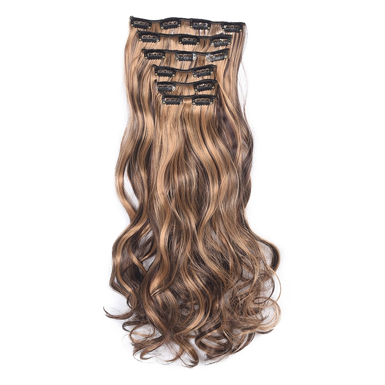 50cm 16 Card Long Curly Hair Wig Se amless Hair Extension Piece