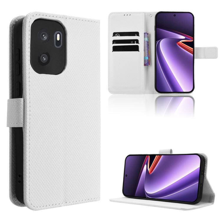 For OnePlus Ace 6 Ultra Diamond Texture Leather Phone Case(White)