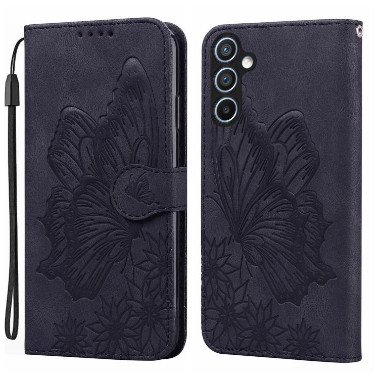 For Galaxy A18 4G Retro Skin Feel Butterflies Embossing Horizontal Flip Leather Phone Case(Black)