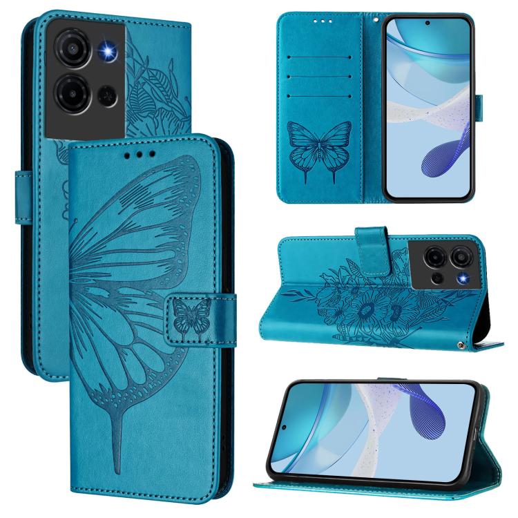 For TCL K32 5G / K33 Embossed Butterfly Leather Phone Case(Blue) For TCL K32 5G / K33 Embossed Butterfly Leather Phone Case(Blue)