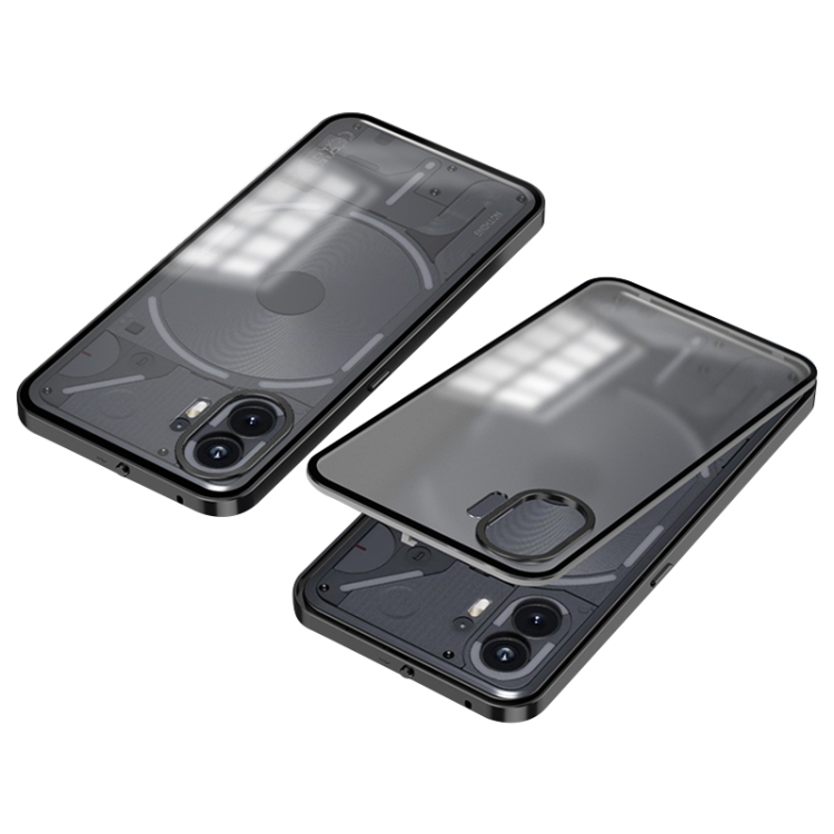 For Nothing Phone 2 Snap Buckle Metal Frame Frosted Phone Case(Black) For Nothing Phone 2 Snap Buckle Metal Frame Frosted Phone Case(Black)
