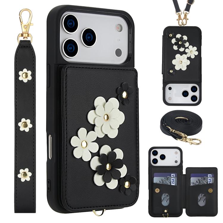 CASSETIFY フラワーモチーフ iPhone17 Pro Maxケース iPhone 17 Pro Max用 クロスボディ フラワー柄 レザー フォンケース