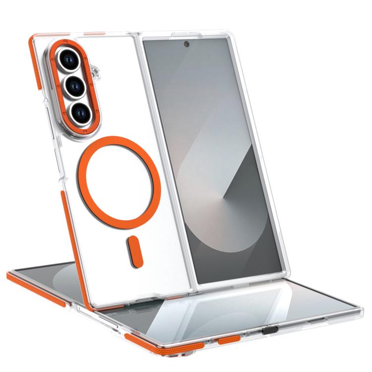 For Galaxy Z Fold8 Ultra 5G Dual-Color Clear Acrylic Hybrid TPU MagSafe Phone Case(Orange)