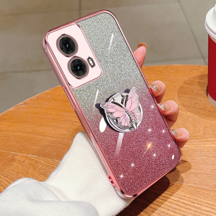 Cover WBWONE Per Motorola Moto G85 5G - Custodia Morbida TPU Effetto Sfumato Rosa Viola