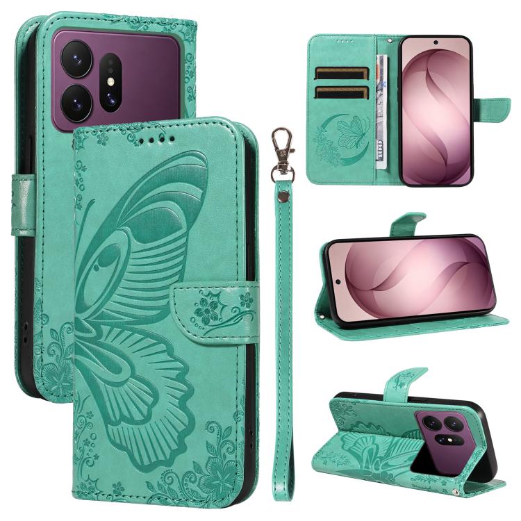 For Galaxy S27 Pro 5G Swallowtail Butterfly Embossed Leather Phone Case(Green)