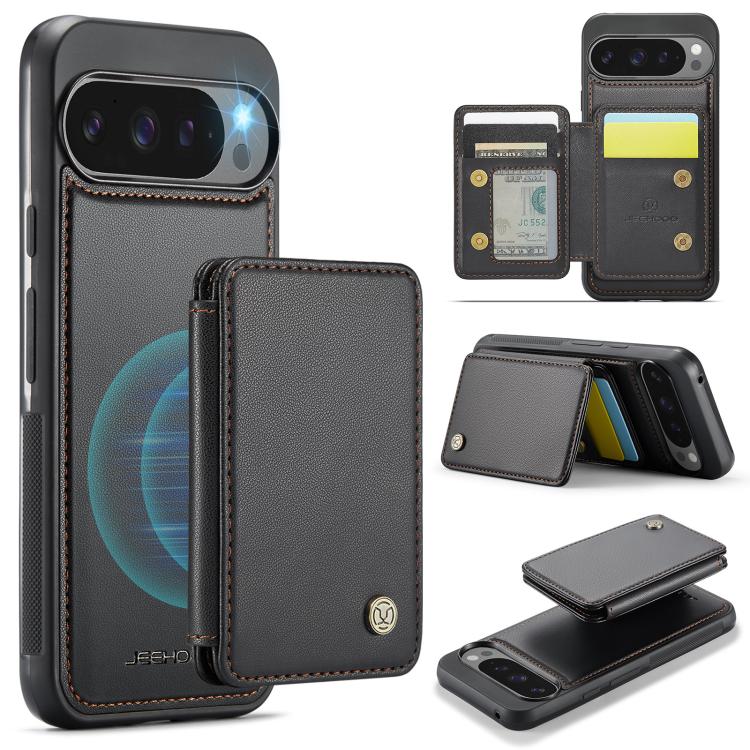 For Google Pixel 11 Pro XL JEEHOOD J05 Business Magnetic Style RFID Leather Phone Case(Black)