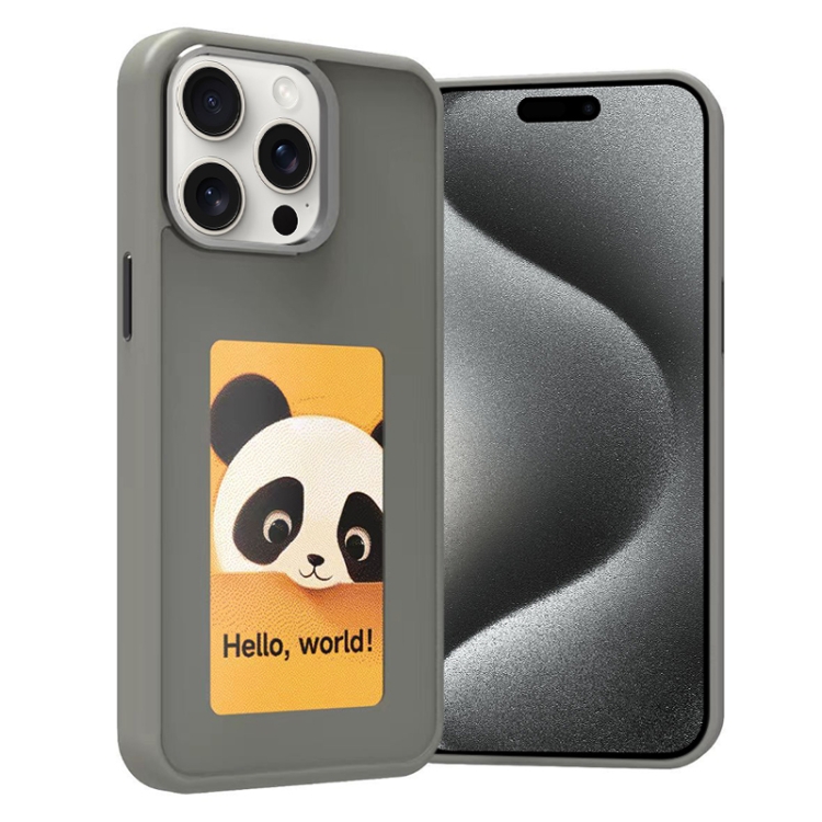 iPhone 15 Pro Max 4色Eインクスクリーン NFC DIY電話ケース(グレー)