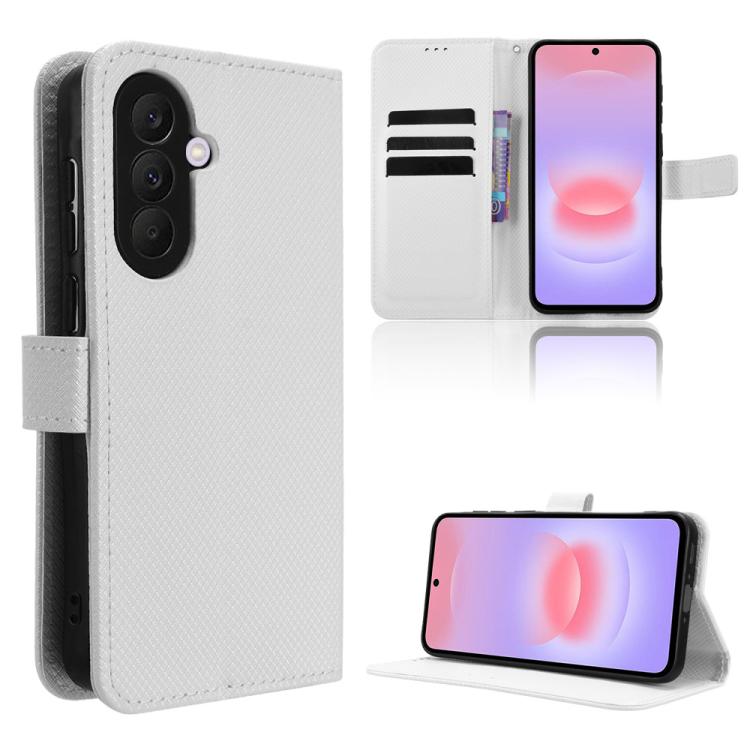 For Galaxy A57 5G Diamond Texture Leather Phone Case(White)