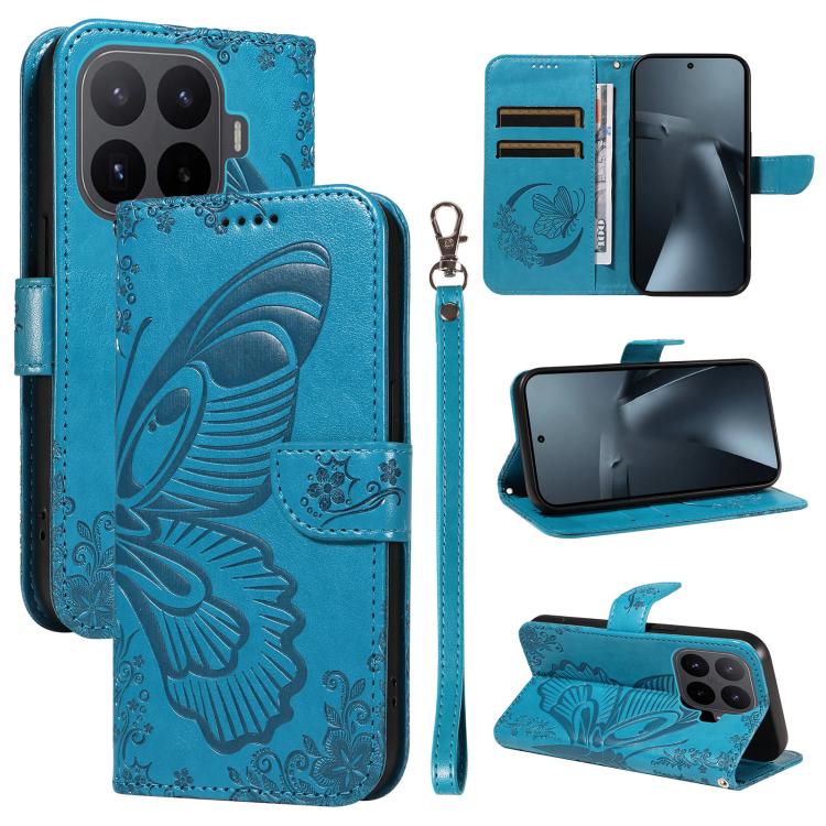 For Xiaomi 17T Pro 5G Global Swallowtail Butterfly Embossed Leather Phone Case(Blue)