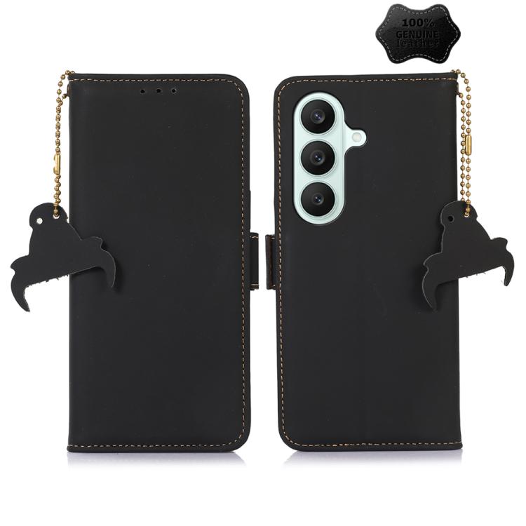 For Galaxy S27+ 5G Genuine Leather Magnetic RFID Leather Phone Case(Black)