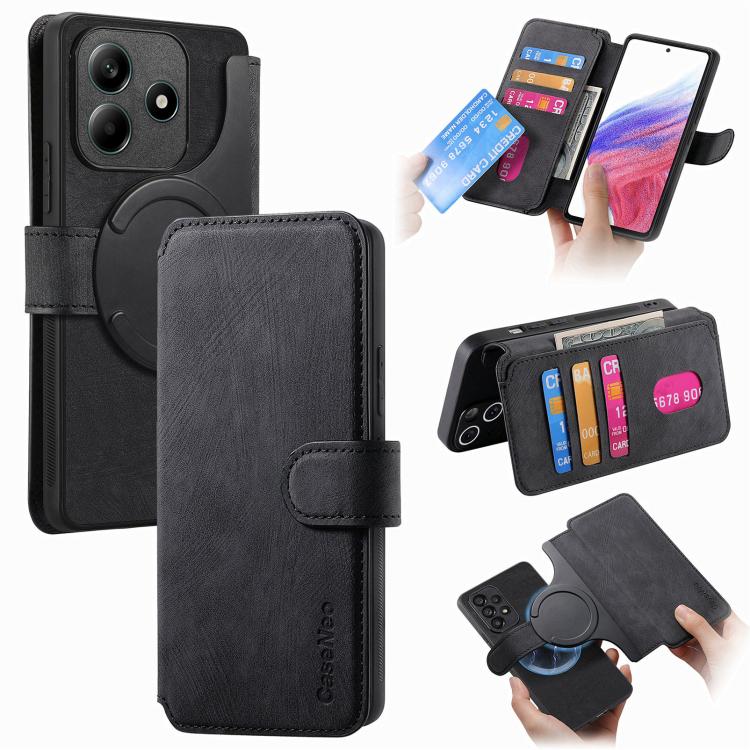 For Redmi Note 14 5G CaseNeo MagSafe RFID Anti-theft Retro Leather Phone Case(Black)
