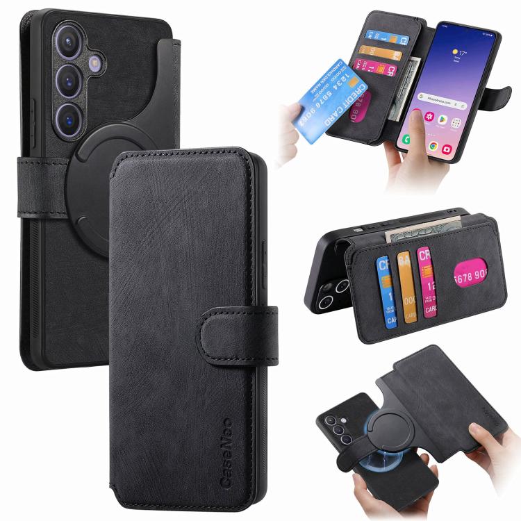 For Galaxy A57 5G CaseNeo MagSafe RFID Anti-theft Retro Leather Phone Case(Black)
