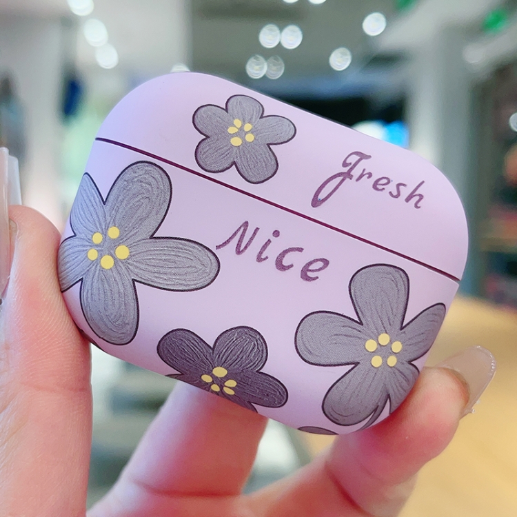 AirPods Pro 油絵フローラルマットイヤホン保護ケース(パープル)