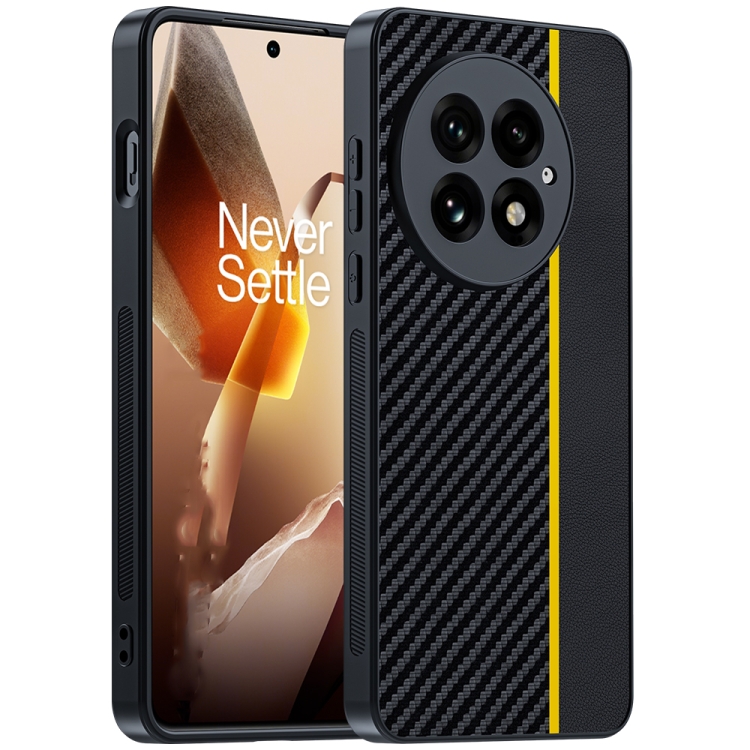For OnePlus 13 Ultra-thin Carbon Fiber Texture Printing Phone Case(Black Yellow) For OnePlus 13 Ultra-thin Carbon Fiber Texture Printing Phone Case(Black Yellow)