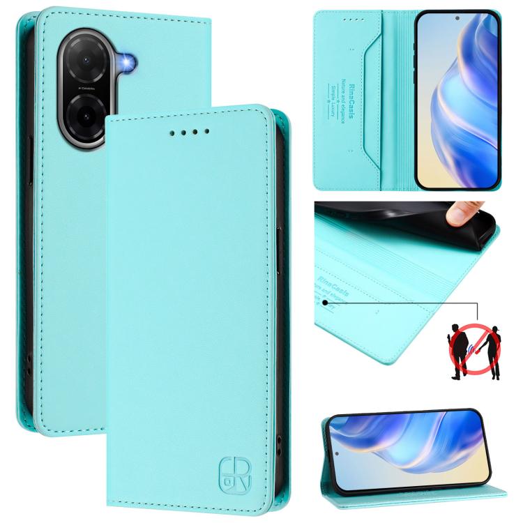 For Redmi A7 / A5 171mm / Poco C71 4G RC01 Dual-Folded Magnetic Suction RFID Leather Phone Case(Mint Green)