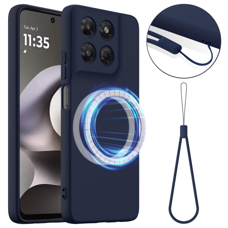 For Motorola Moto G37 / G37 Power / G47 Shockproof Silicone Magsafe Phone Case(Navy Blue)