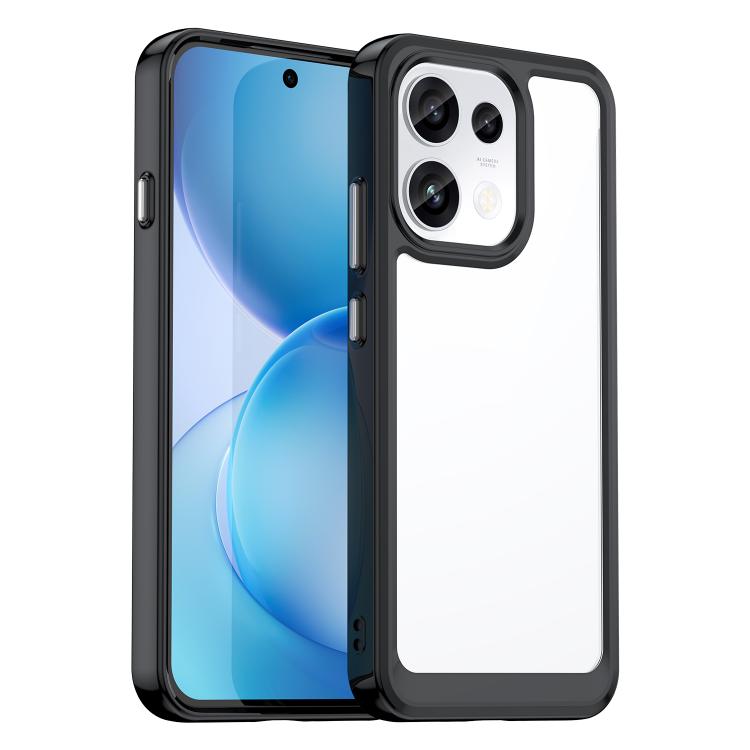For OPPO Reno16 FS 5G Colorful Series Acrylic Hybrid TPU Phone Case(Black)