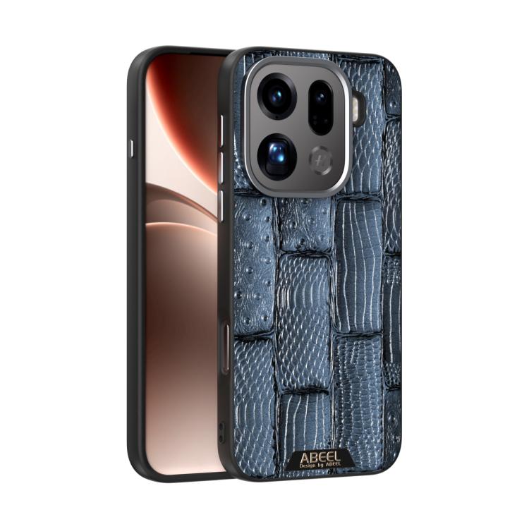 Custodia per telefono in vera pelle MagSafe con motivo ABEEL Beast Pattern 6D (blu) per OPPO Find X9 Pro Custodia per telefono in vera pelle MagSafe con motivo ABEEL Beast Pattern 6D (blu) per OPPO Find X9 Pro