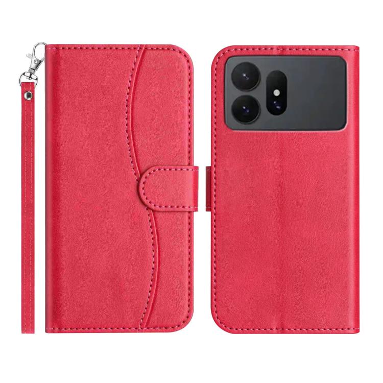 For Galaxy S27 Ultra 5G Dual-Folded S-shape Leather Phone Case(Rose Red)