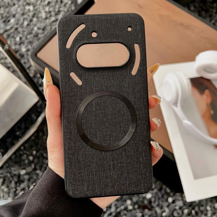 For Nothing Phone 3a Pro CD Magsafe Magnetic Cloth Texture Phone Case(Black) For Nothing Phone 3a Pro CD Magsafe Magnetic Cloth Texture Phone Case(Black)