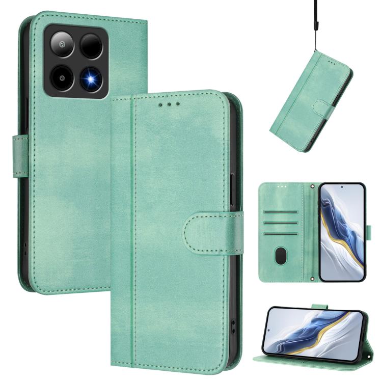 For Boost Mobile Summit 5G 2024 Line Splicing Buckle Retro Leather Phone Case(Mint Green) For Boost Mobile Summit 5G 2024 Line Splicing Buckle Retro Leather Phone Case(Mint Green)