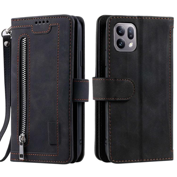 For OPPO Find X10 E 5G Nine Card Zipper Bag Leather Phone Case with Lanyard(Black)