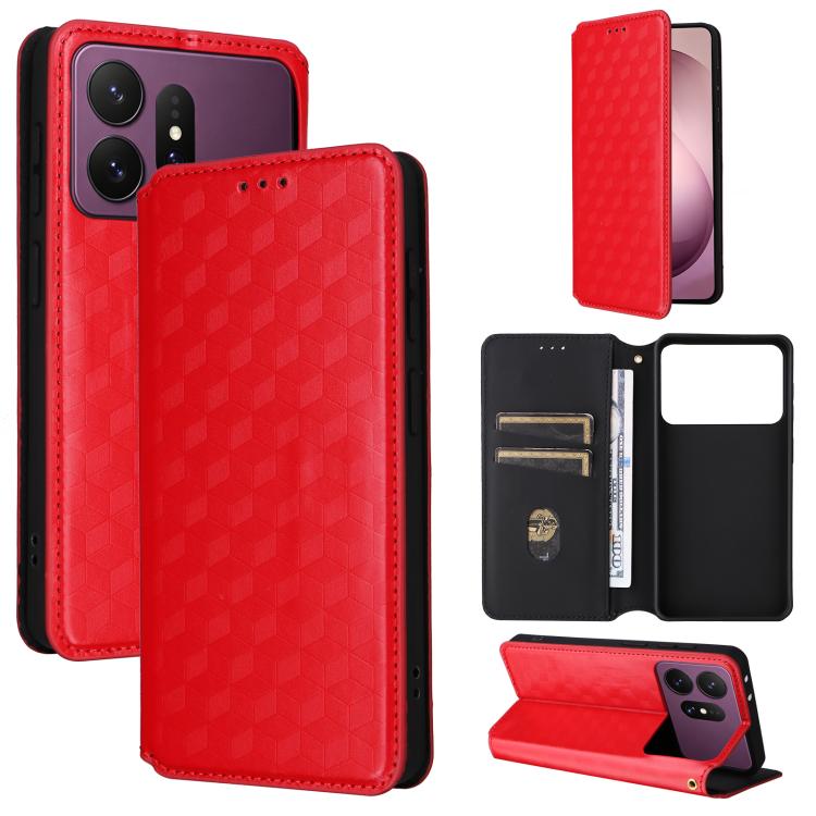 For Galaxy S27 Pro 5G Cubic Grid Texture Flip Leather Phone Case(Red)