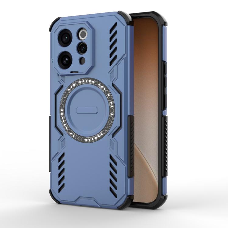 For vivo V70 5G Global Butterfly Armor MagSafe Magnetic Ring Shockproof Phone Case(Blue)