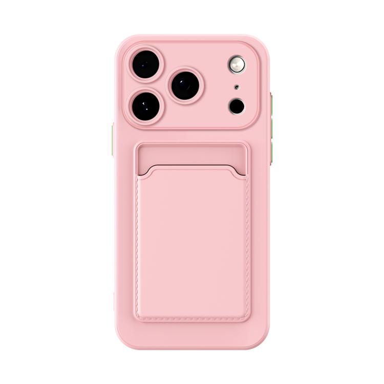 For iPhone 17 Pro Max Skin Feel Card Contrast Color Button TPU Phone Case (Pink) For iPhone 17 Pro Max Skin Feel Card Contrast Color Button TPU Phone Case (Pink)