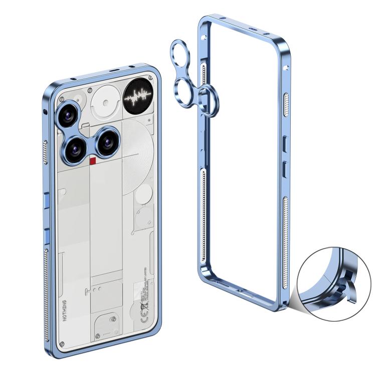 For Nothing Phone 3 Metal Frame Heat Dissipation Phone Case with Camera Guard Ring(Blue) For Nothing Phone 3 Metal Frame Heat Dissipation Phone Case with Camera Guard Ring(Blue)