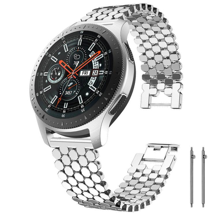 Fish Watch Strap 22mm xDfind Fish Scale Texture Metal Watch Band(Silver)
