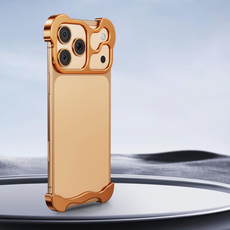 iPhone 17 Pro Max用 フレームレスメタルコーナーパッド電話ケース