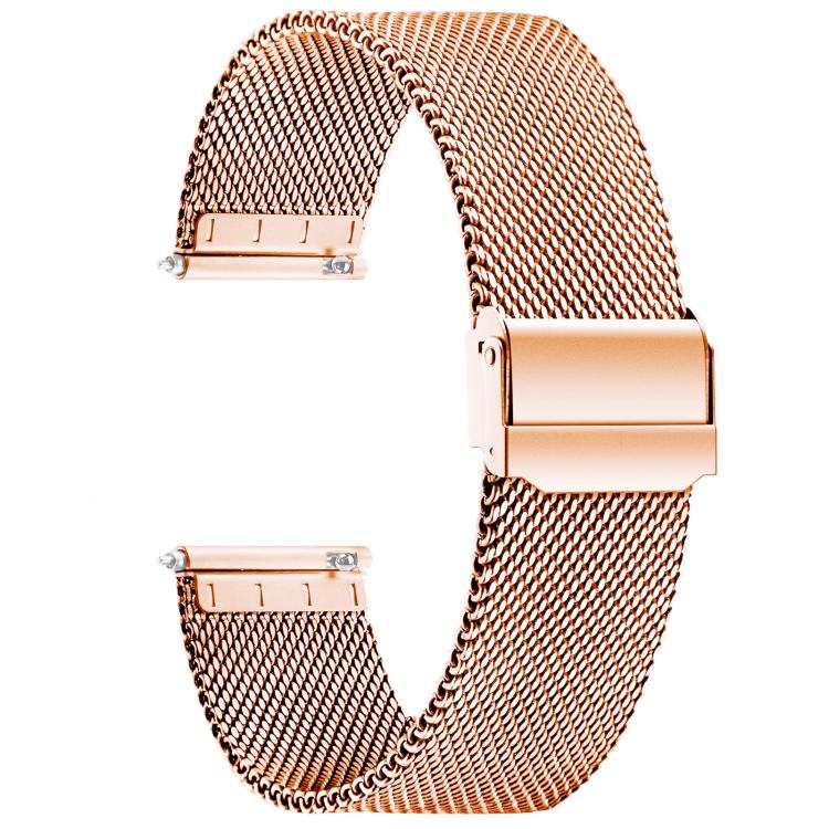 21mm Milanese Buckle Stainless Steel Watch Band(Rose Gold)