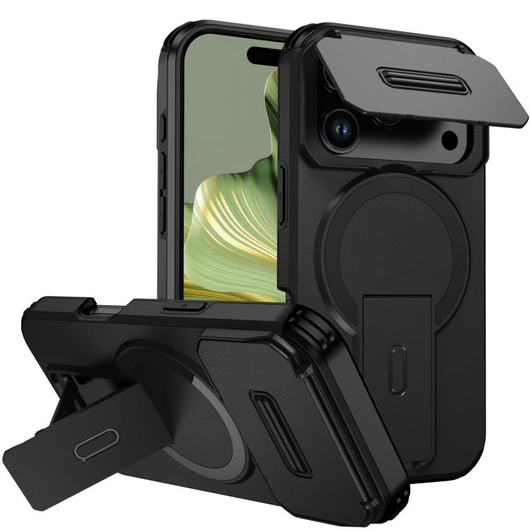 For iPhone 18 Pro Sliding Camshield MagSafe Holder Phone Case(Black)