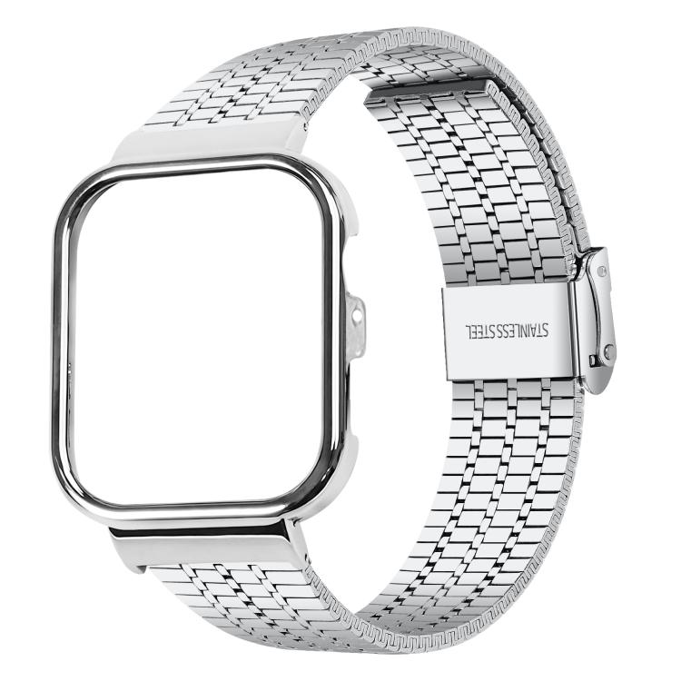 For Huawei Watch Fit 4 Pro Metal Frame Integrated Seven Beads Buckle Stainless Steel Watch Band(Silver)