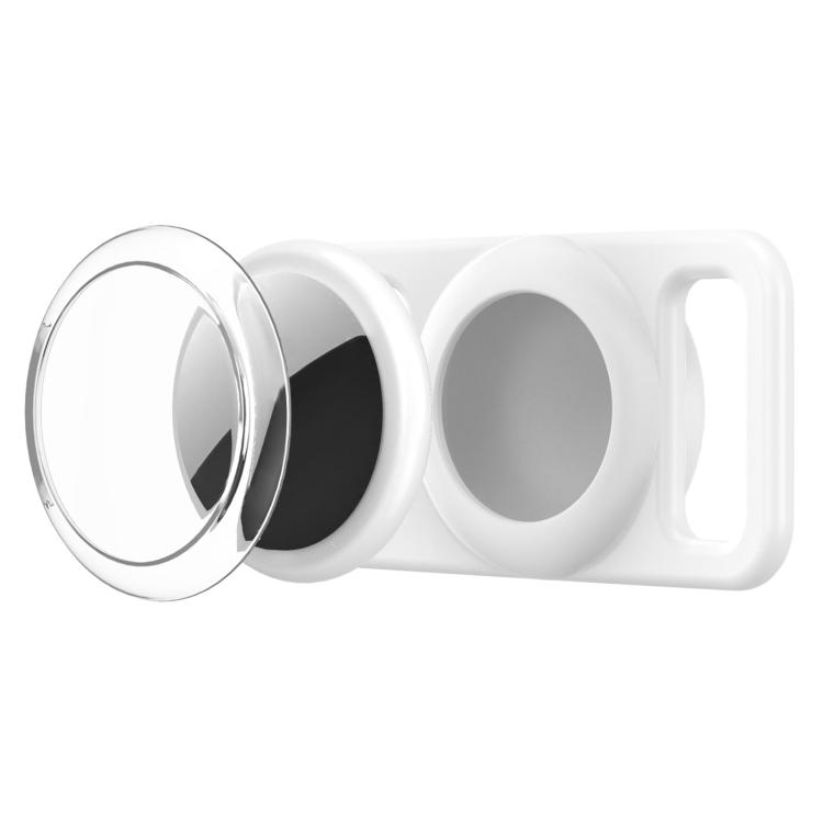 For AirTag 2nd Gen / AirTag 1st Gen xDfind Silicone Pet Collar Tracker Transparent PC Cover(White)
