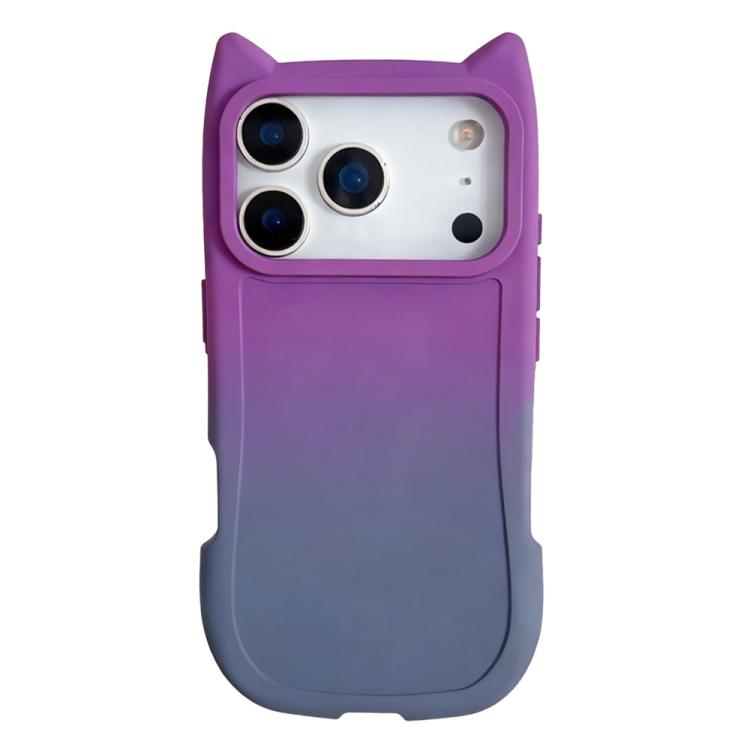 For iPhone 17 Pro Max Gradient Cat Ear Design TPU Phone Case(Purple Gray) For iPhone 17 Pro Max Gradient Cat Ear Design TPU Phone Case(Purple Gray)