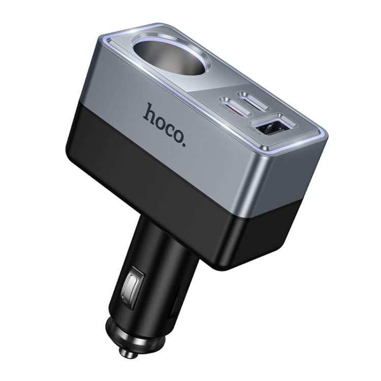 hoco Z65A Smart PD 45W Dual USB-C and Single USB-A Port Car Charger  Cigarette Lighter(Black)
