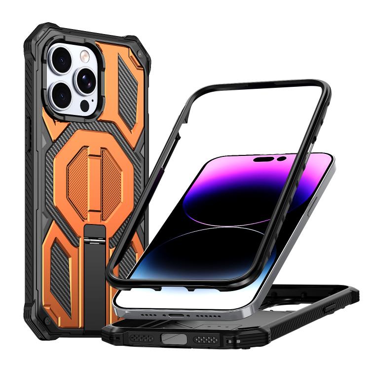 iPhone 15 Plus用 7つの蝶のエンボス加工レザー製スマホケース（レッド）