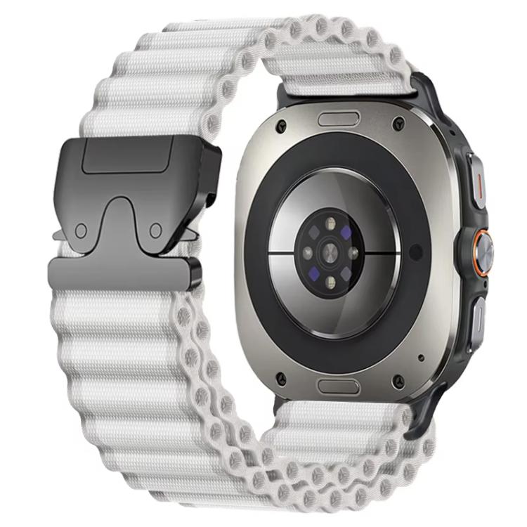 For Samsung Galaxy Watch8 / Watch8 Classic xDfind Parachute Buckle Off Road Sport Nylon Watch Band(White + Black Buckle)